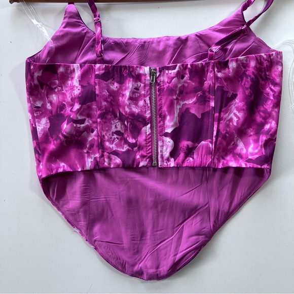 Fashion Nova Fuchsia Marble Print Corset Top Women’s Small - Picture 4 of 7